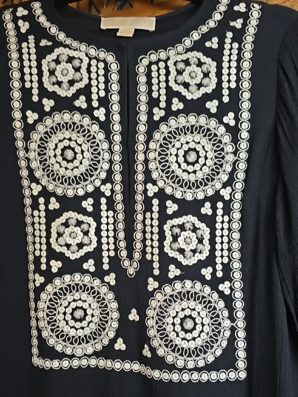 Michael Kors Black Top with Ivory Label Detail